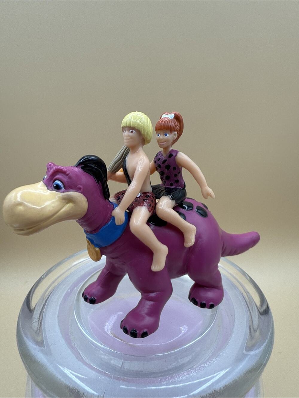 Bamm Bamm and Pebbles Riding Dino PVC Toy Figure Dakin 1992 Amblin Flintstones